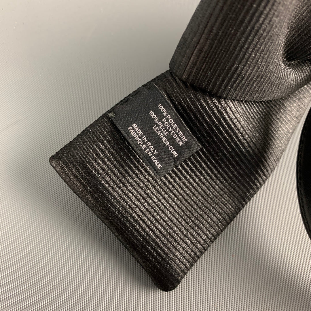 SAINT LAURENT Black Ribbed Polyester Headband Bow Tie