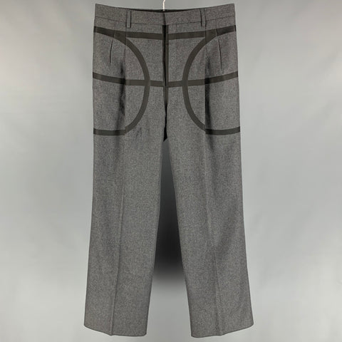 GIVENCHY Colección de baloncesto otoño 2014 Talla 34 Pantalones de vestir de pierna ancha de lana gris y negro