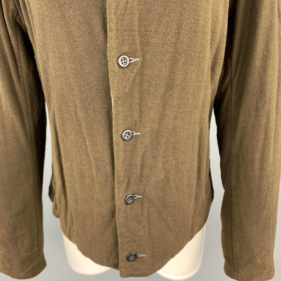 VOLGA VOLGA Size S Olive & Gray Textured Wool / Cotton Jersey Jacket