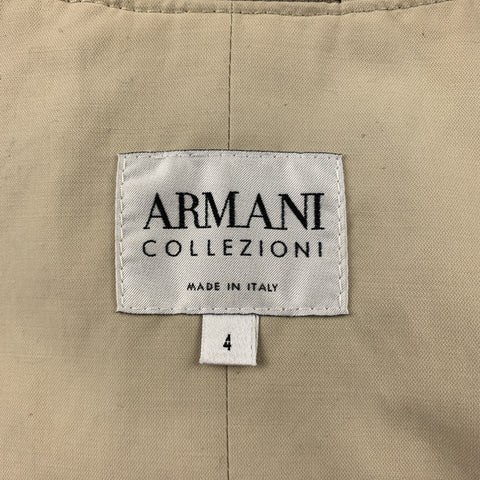 ARMANI COLLEZIONI Size 4 Beige Cotton Blend Belted Coat