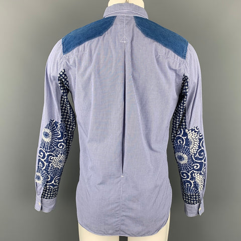 JUNYA WATANABE Size M Navy & White Checkered Cotton Button Down Long Sleeve Shirt