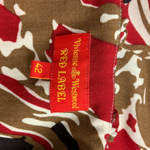 VIVIENNE WESTWOOD RED LABEL Size 6 Red & Black Abstract Wool Blouse