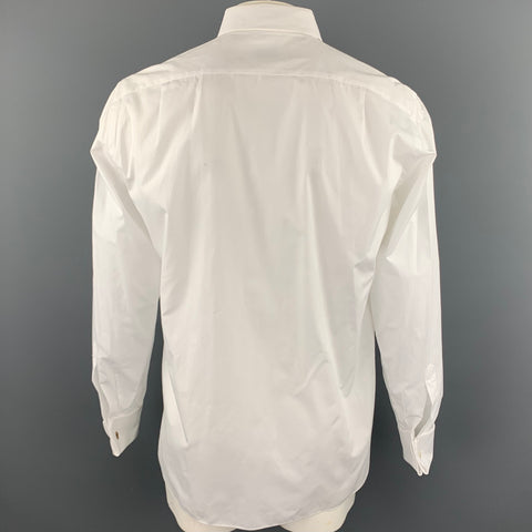 ERMENEGILDO ZEGNA Size L White Cotton French Cuffs Tuxedo Long Sleeve Shirt
