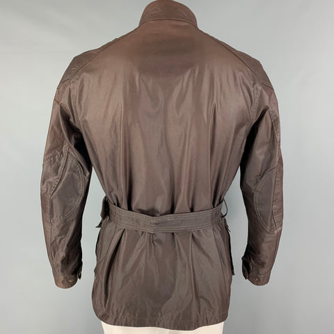 BELSTAFF Size XL Brown Coated Cotton Belted Trailmaster Jacket