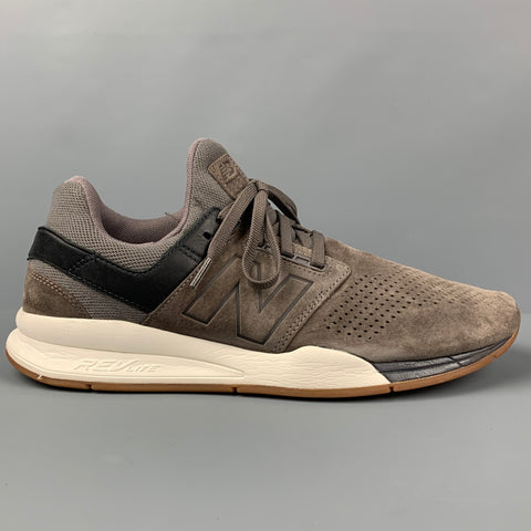 NEW BALANCE 24/7 Size 11.5 Grey Perforated Suede Sneakers