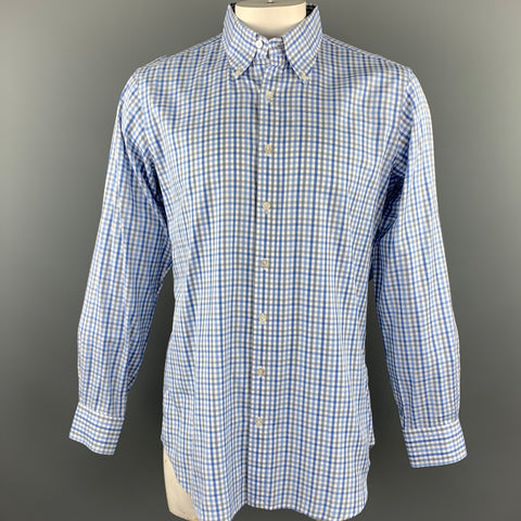 HAMILTON Size L Light Blue Plaid Cotton Button Down Long Sleeve Shirt