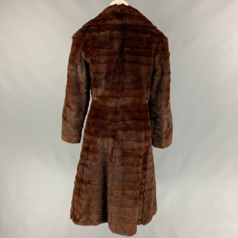 VINTAGE Size M Brown Mink Fur Double Breasted Coat