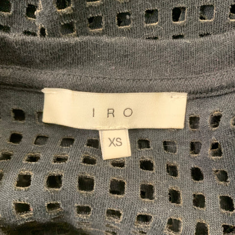 IRO Size XS Black Mesh Cotton Crew-Neck Tank Top