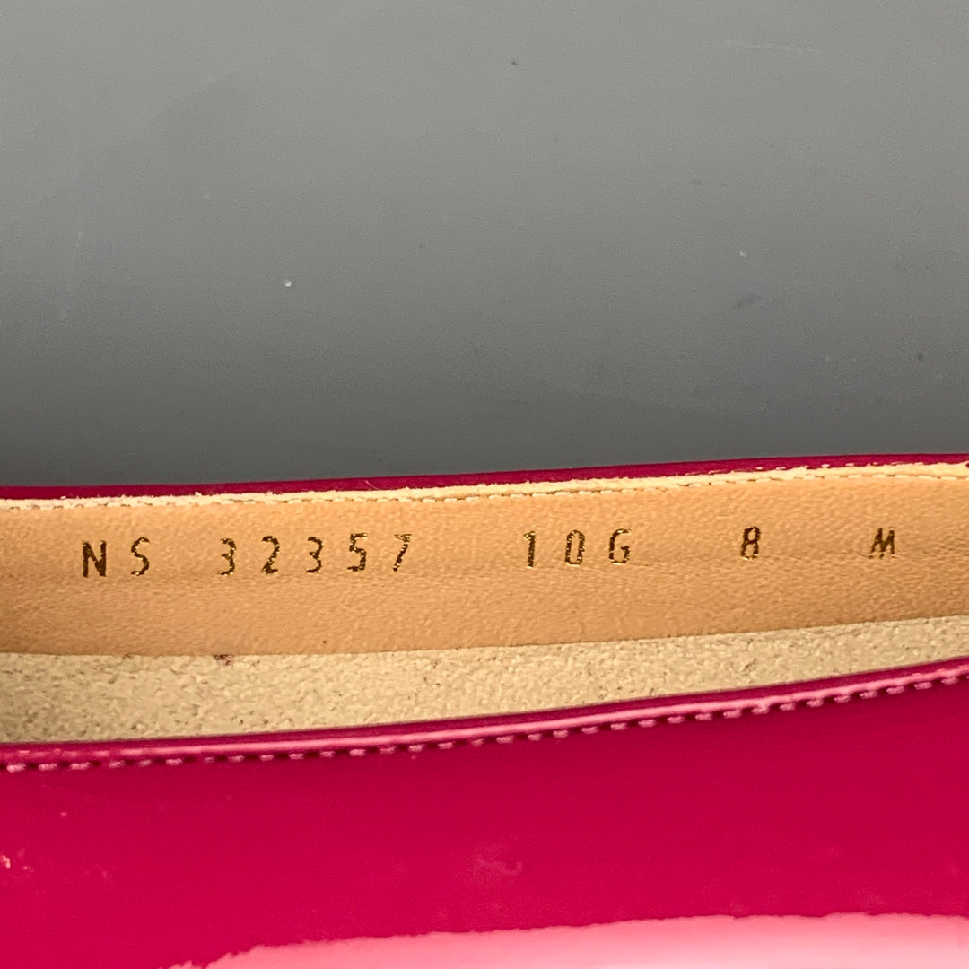 SALVATORE FERRAGAMO Size 8 Raspberry Patent Leather Bow Flats