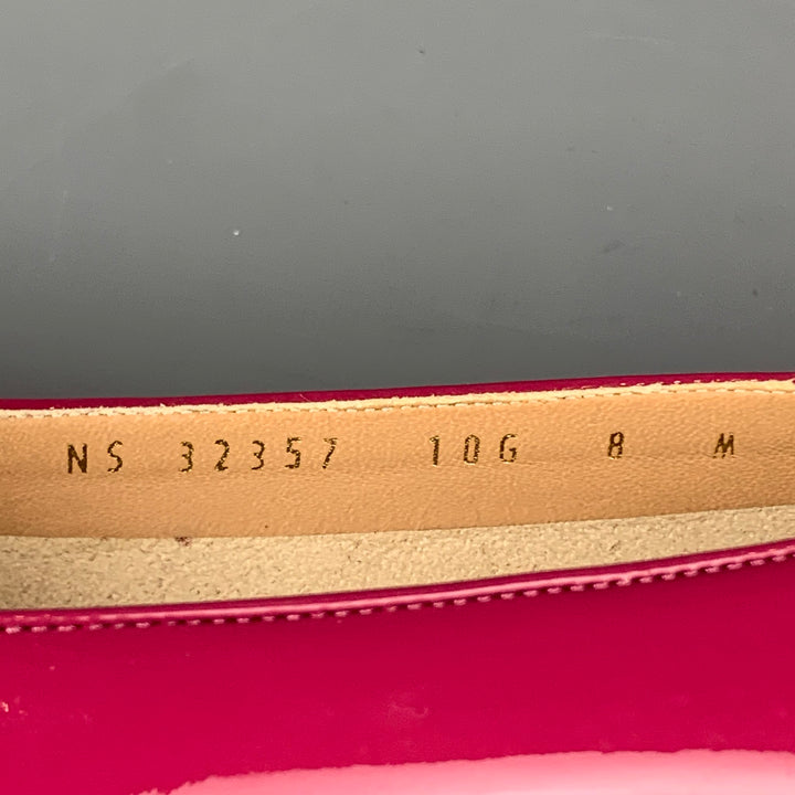 SALVATORE FERRAGAMO Size 8 Raspberry Patent Leather Bow Flats