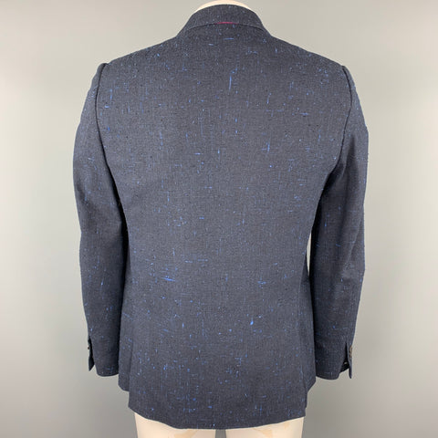 PAUL SMITH Size 42 Navy Textured Viscose / Silk Notch Lapel Sport Coat