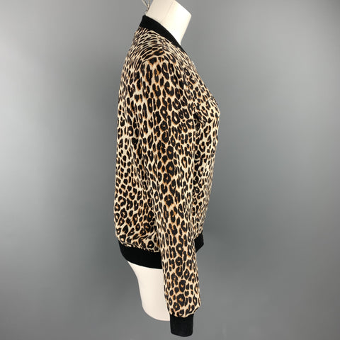 EQUIPMENT Size S Black & Tan Leopard Silk Jacket
