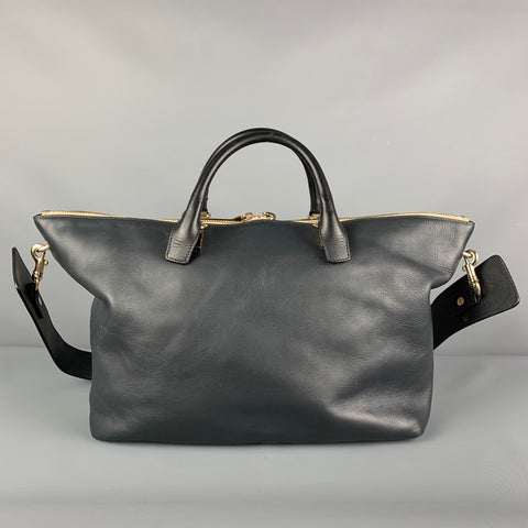 CHLOE Baylee Charcoal Light Grey Color Block Calfskin Leather Handbag