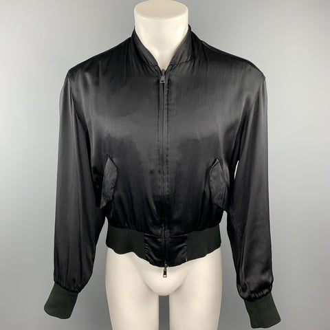 GUCCI by TOM FORD 2001 S Black Dragon Silk Reversible Bomber Jacket