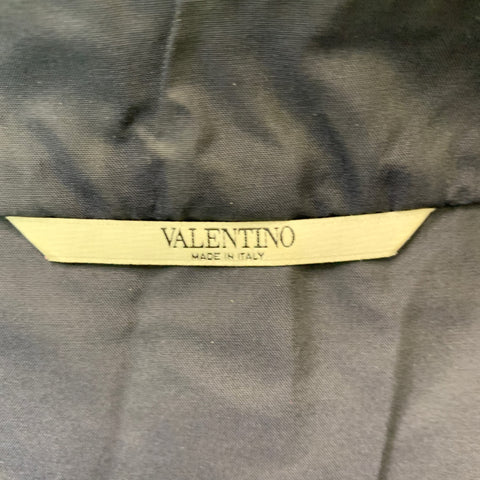 VALENTINO Size 40 Navy Solid Polyamide Silk Zip & Snaps Coat