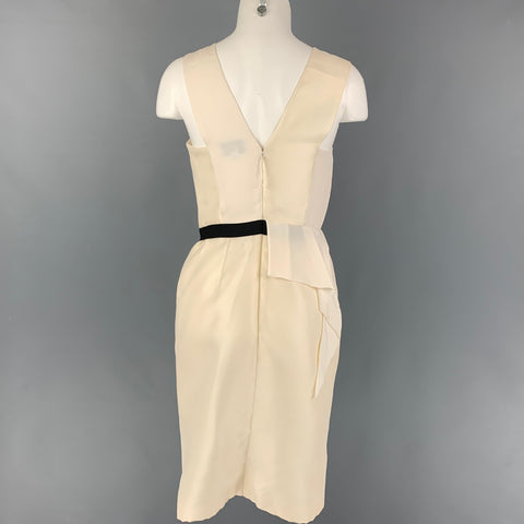 J.MENDEL Size 4 Cream Silk Sleeveless Cocktail Dress