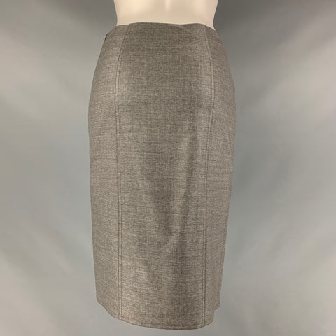 CHRISTIAN DIOR Size 4 Grey Wool &  Lycra Shiny Pencil Skirt