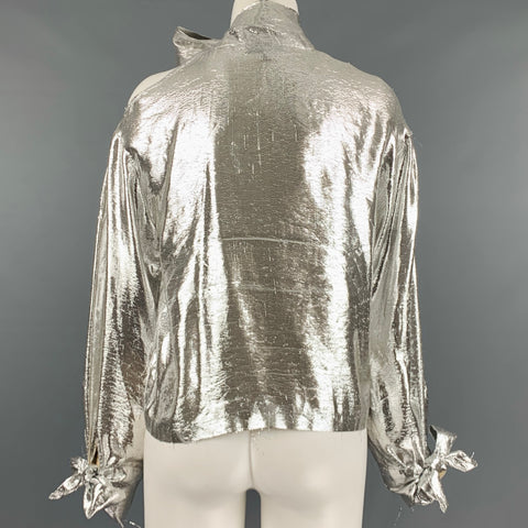 IRO Size 2 Silver Silk Blend Metallic One Shoulder Dress Top