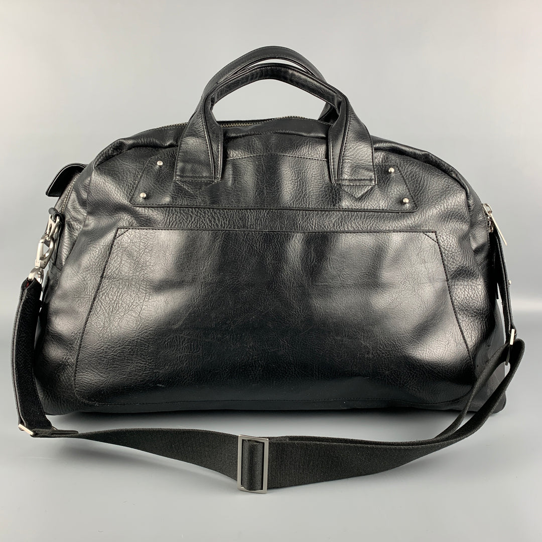 MATT & NAT Black Polyvinyl Shoulder Strap Duffle Bag