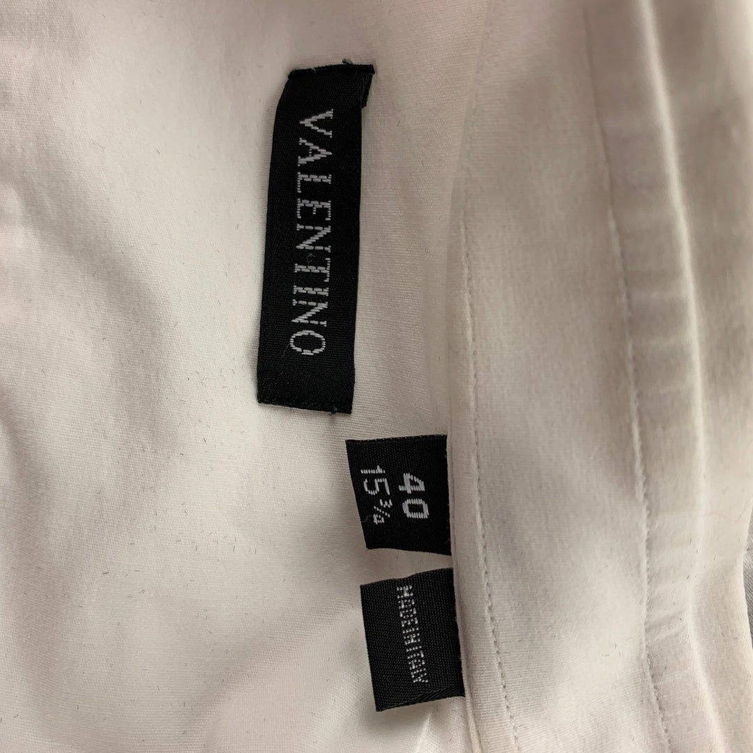 VALENTINO Size M White Embroidery Cotton Tuxedo Long Sleeve Shirt