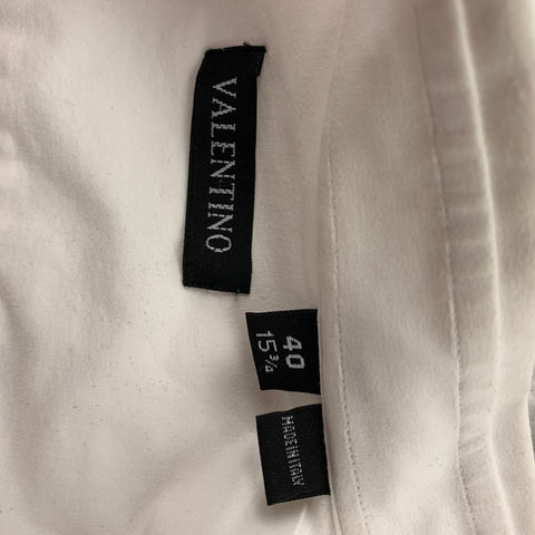 VALENTINO Camisa Manga Larga Esmoquin Algodón Bordado Blanco Talla M