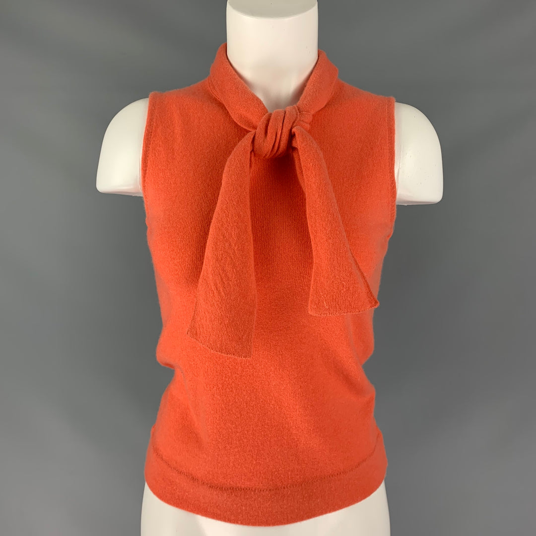 CLEMENTS RIBEIRO Size S Orange Cashmere Knitted Sleeveless Casual Top
