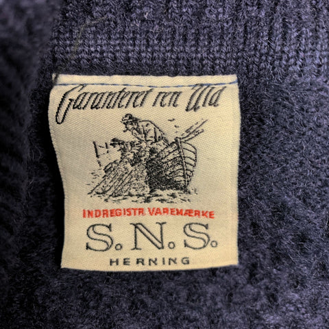 S.N.S HERNING Size M Navy Knitted Wool Half Zip Sweater