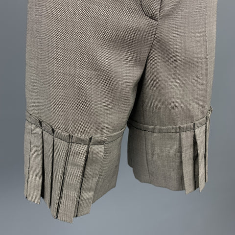 CAROLINA HERRERA Size 6 Brown Tweed Wool Pleated Shorts