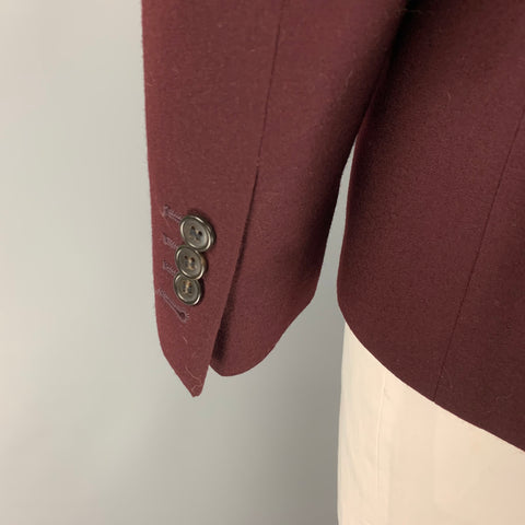 THE KOOPLES Size 42 Burgundy Wool Notch Lapel Sport Coat