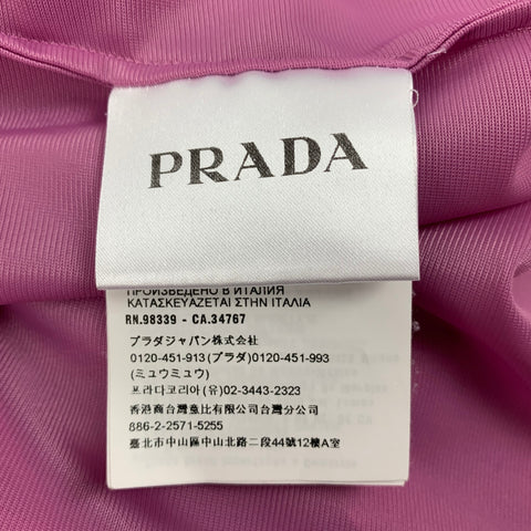 PRADA Talla S Camisa de manga larga con botones de poliamida con volantes y lavanda