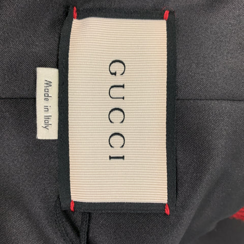 GUCCI FW 16 Size 40 Red Black Plaid Wool Blend Notch Lapel Coat