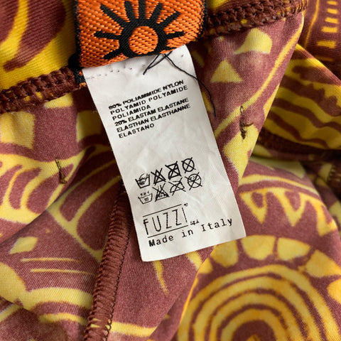 JEAN PAUL GAULTIER Size 32 Yellow Brown Abstract Nylon Speedo