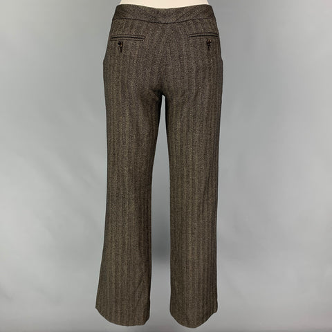 DOLCE & GABBANA Size 6 Brown Red Virgin Wool Blend Herringbone Dress Pants