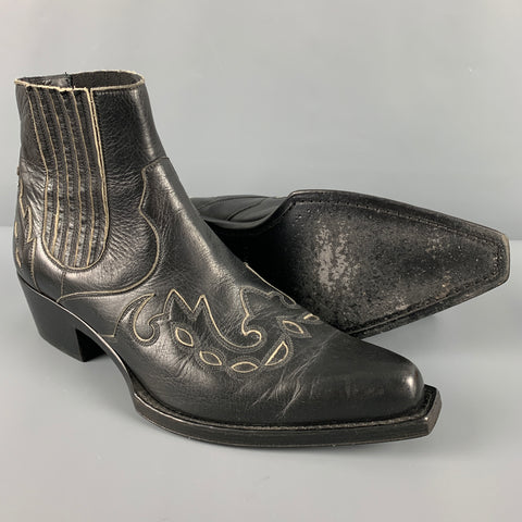 CALVIN KLEIN 205W39NYC Taille 12 Bottes à enfiler en cuir brodé noir