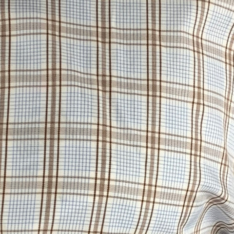 ISAIA Size L Blue Brown Plaid Cotton Long Sleeve Shirt