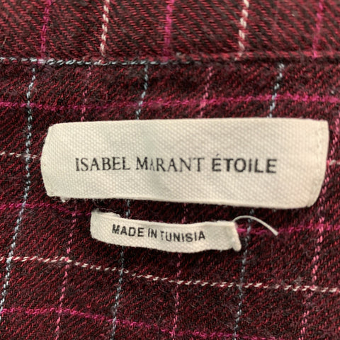 ISABEL MARANT Size XS Burgundy Plaid Viscose &  Wool Long Sleeve Shirt