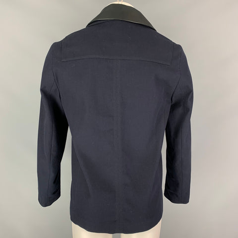SANDRO Size M Navy Cotton Detachable Collar Double Breasted Jacket