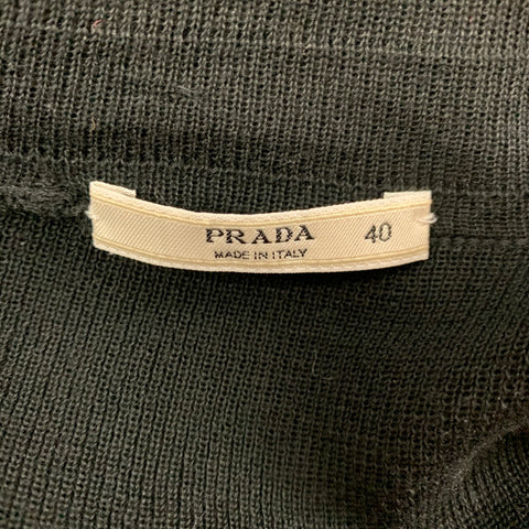 PRADA Size 4 Black Cotton Short Sleeve Blouse