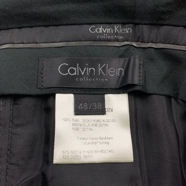 CALVIN KLEIN COLLECTION Size 32 Black Wool Tuxedo Dress Pants