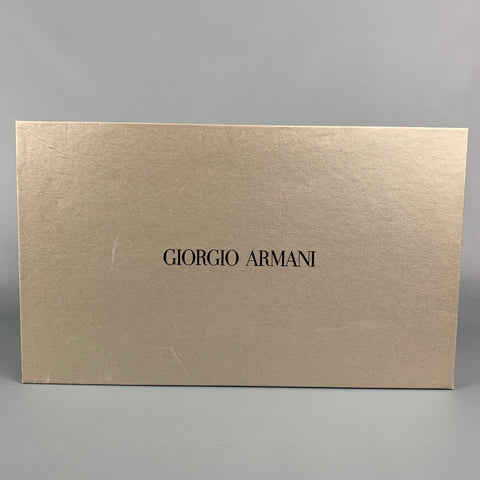 GIORGIO ARMANI Size 10 Black Herringbone Leather Lace Up Shoes