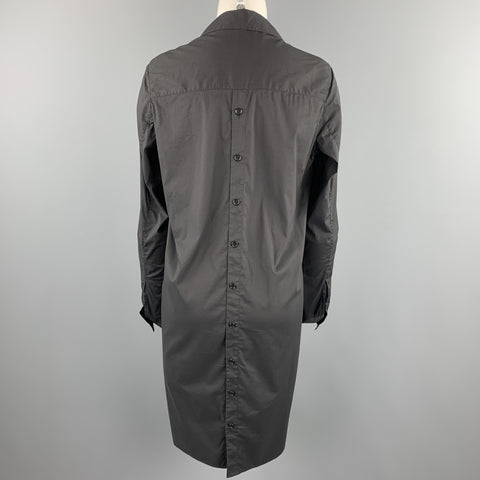 HELMUT LANG Size 6 Black Cotton Blend Hidden Zipper Shirt Dress