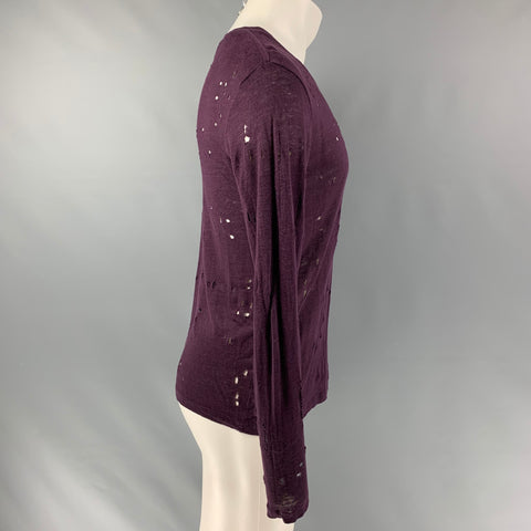 IRO Marvina  Size S Purple Distressed Linen Long Sleeve T-shirt