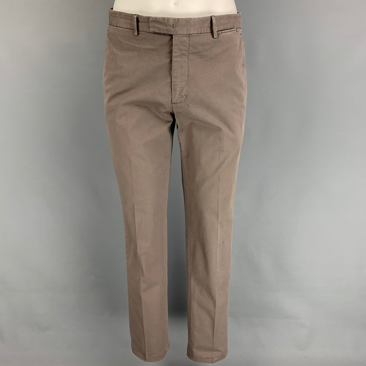 BOGLIOLI Size 36 Grey Cotton Notch Lapel Suit