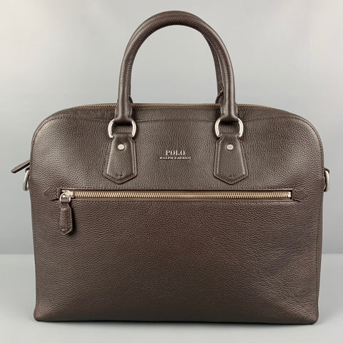 POLO by RALPH LAUREN Sac porte-documents en cuir grainé marron