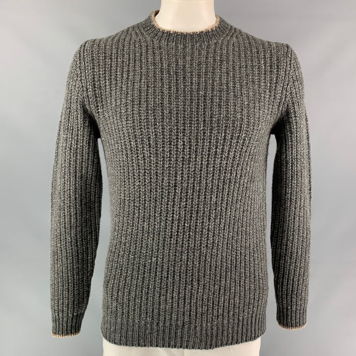 BRUNELLO CUCINELLI Size 42 Dark Gray Knitted Cashmere Crew-Neck Sweater