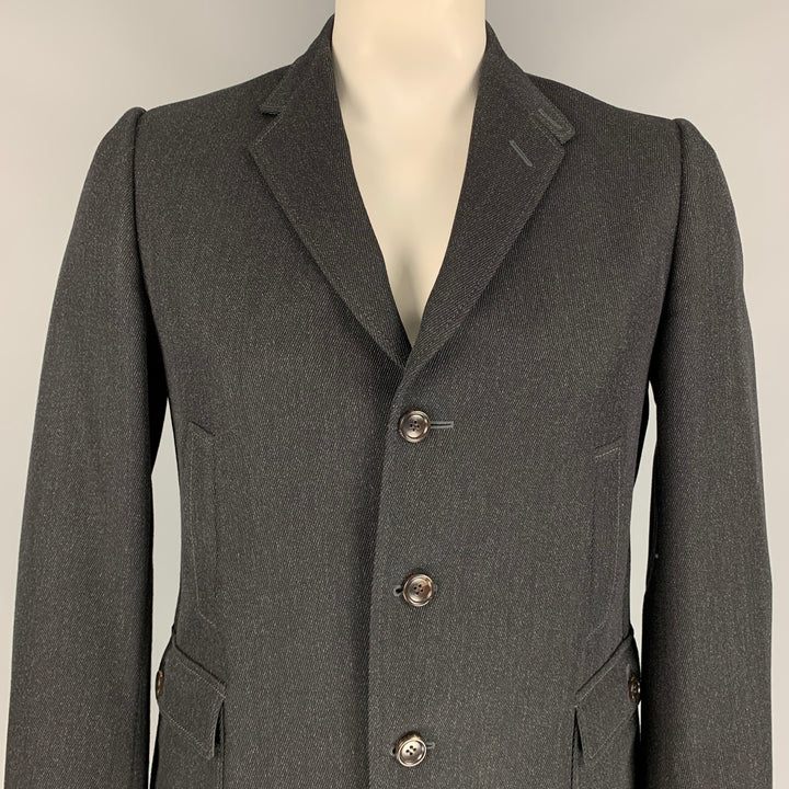 GUCCI Size 42 Charcoal Twill Wool Single Breasted Jacket