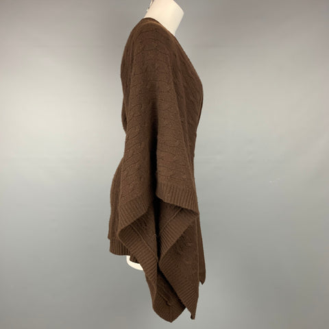 RALPH LAUREN Black Label Size M/L Brown Knitted Cashmere Belted Poncho Cardigan