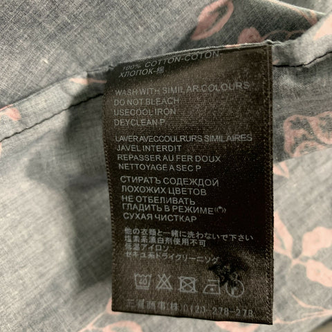 HAIDER ACKERMANN Size L Black Pink Cotton Floral Wrap Around Kimono Shirt