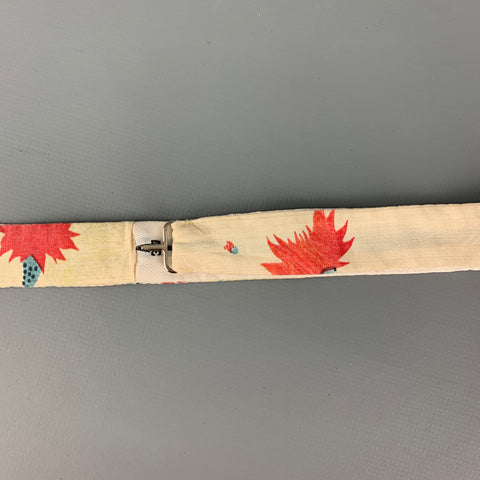 VINTAGE Noeud papillon en soie florale rouge blanc