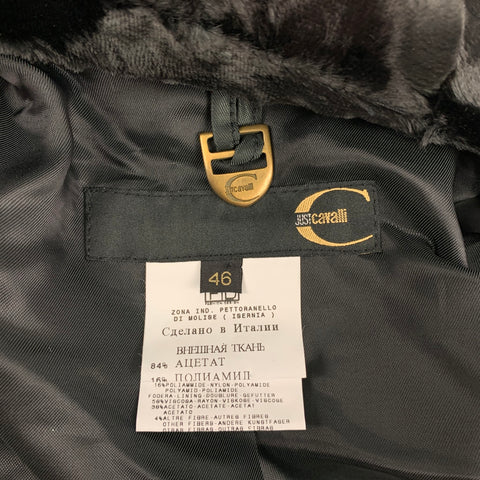 JUST CAVALLI Taille 10 Manteau en fausse fourrure mélangée en acétate texturé noir